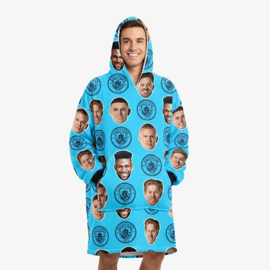 Personalised Man City Players Hoodie Blanket
