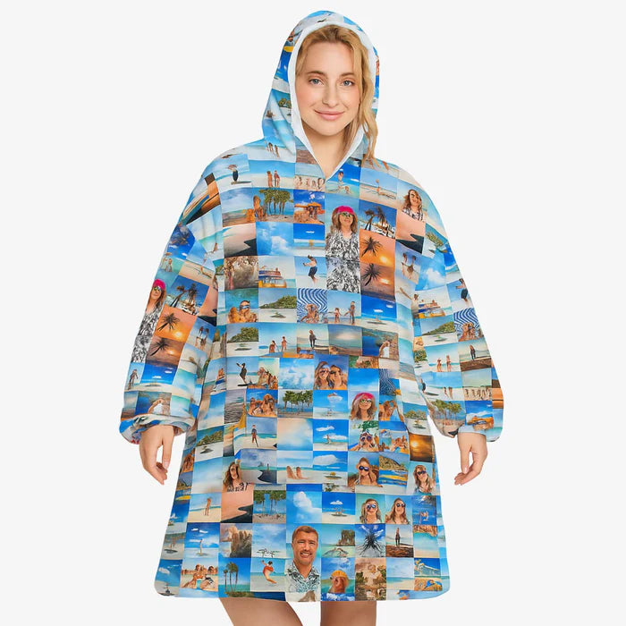 Photo Collage Custom Hoodie Blanket