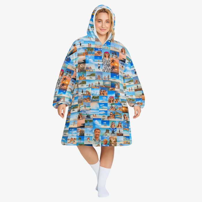 Photo Collage Custom Hoodie Blanket