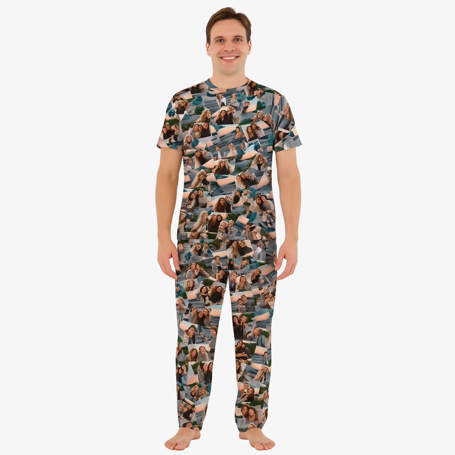 Overlap Photo Collage Men's PJ Trousers Set