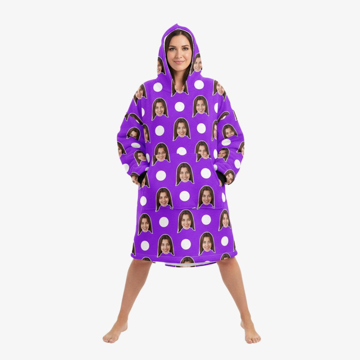 Polka Face Custom Hoodie Blanket