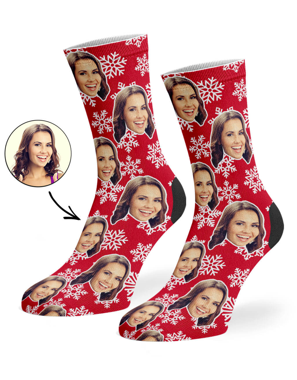 Your Photo On Christmas Snowflake Socks