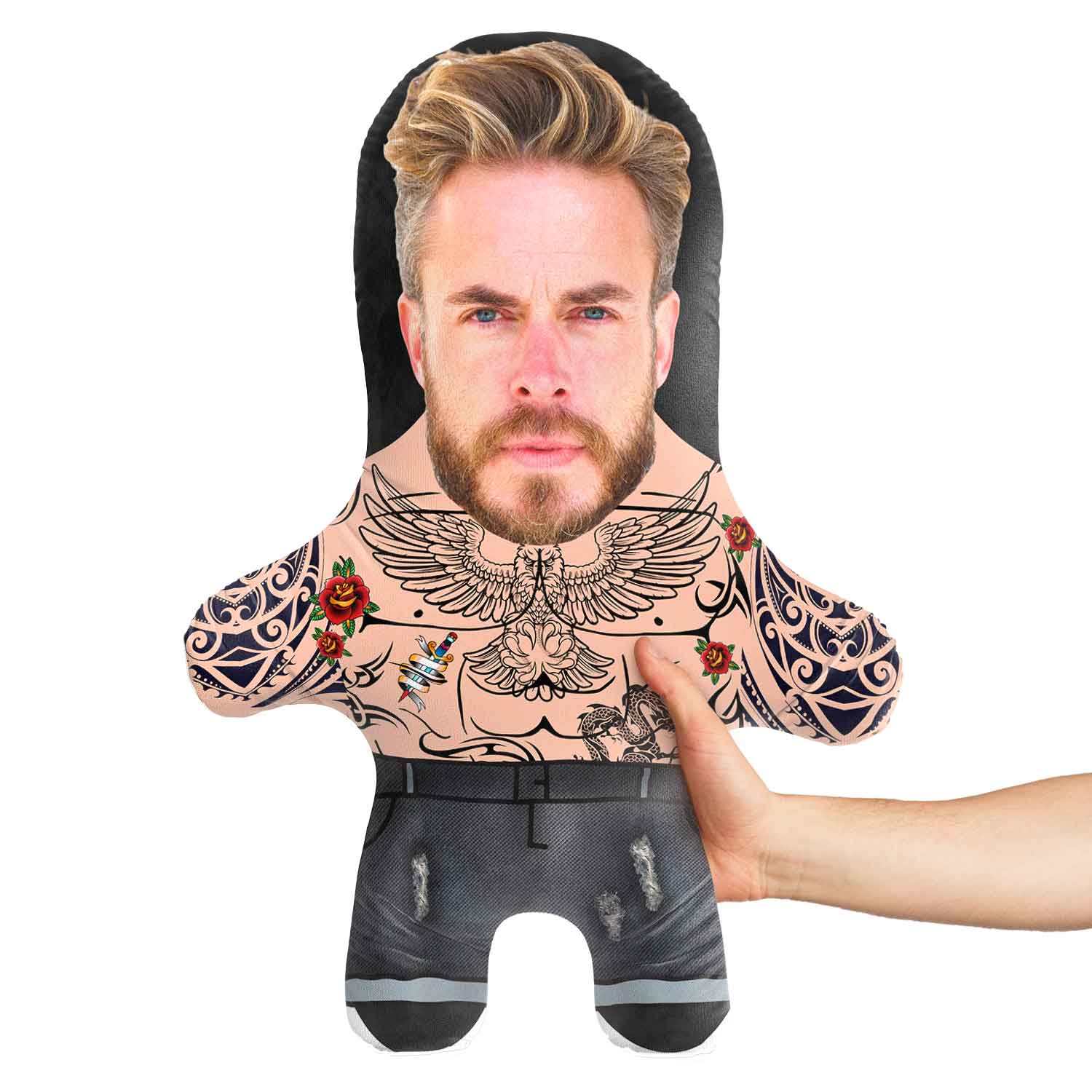 Male Tattoo Face Pillow Doll