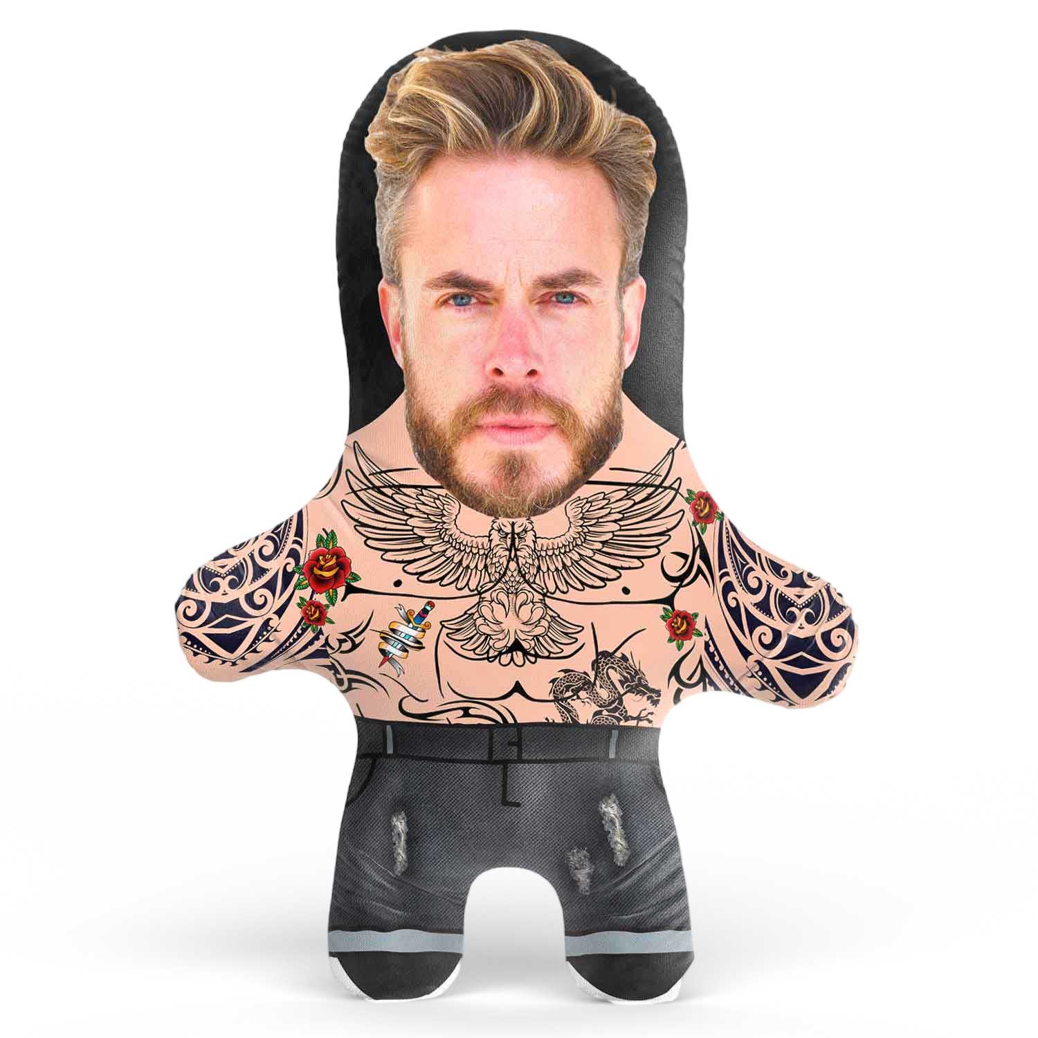 Male Tattoo Face Pillow Doll