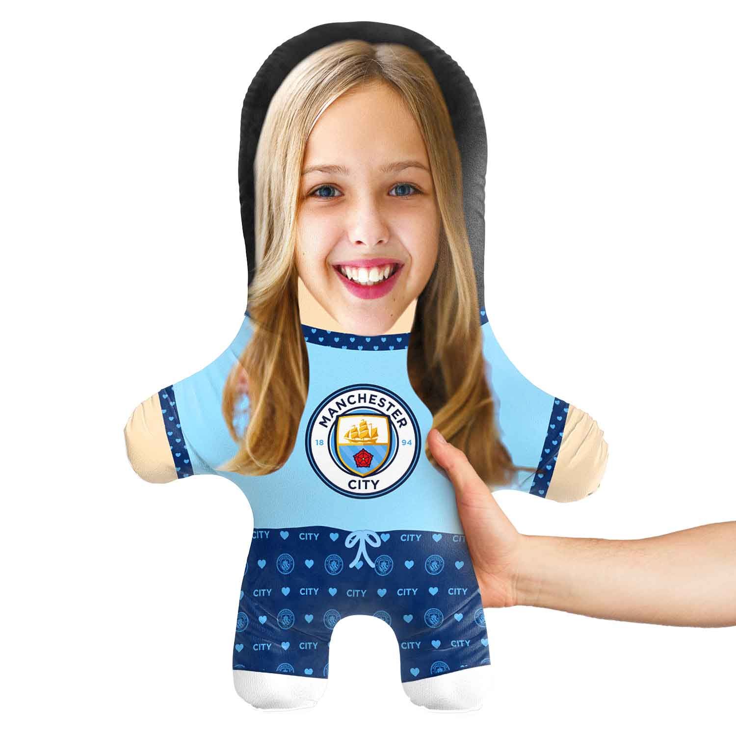 Man City Hearts Face Pillow
