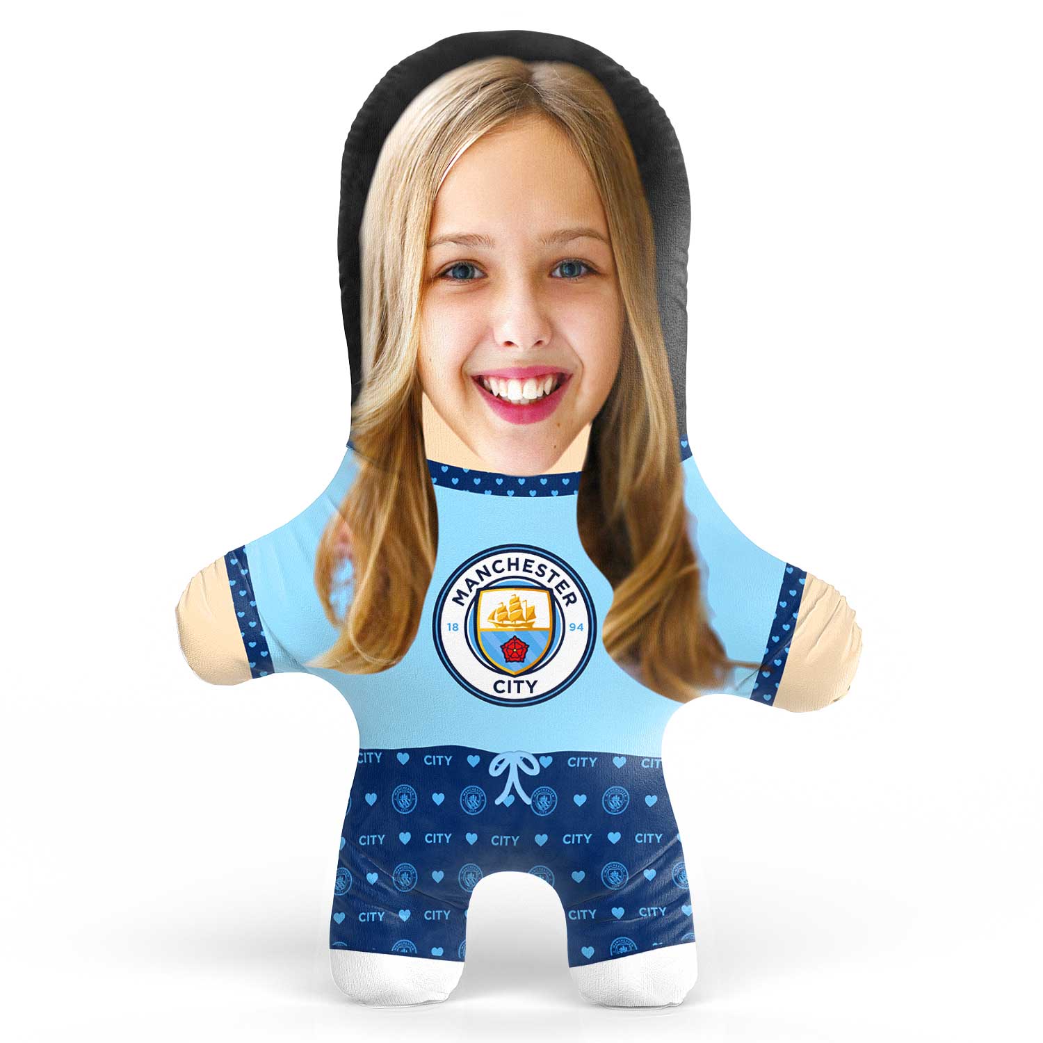 Man City Hearts Face Pillow