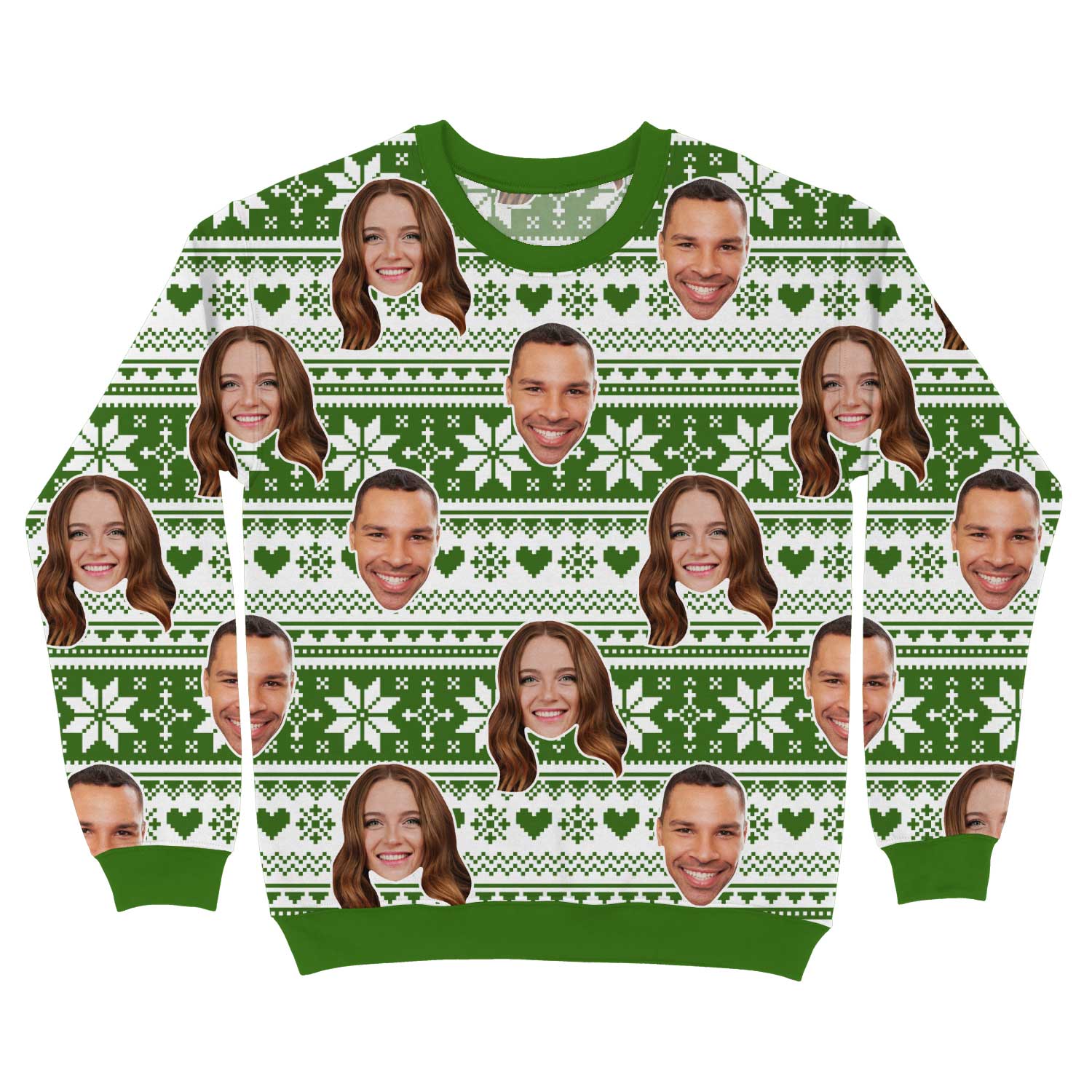 Your Face Nordic Snowflakes & Hearts Personalised Christmas Jumper