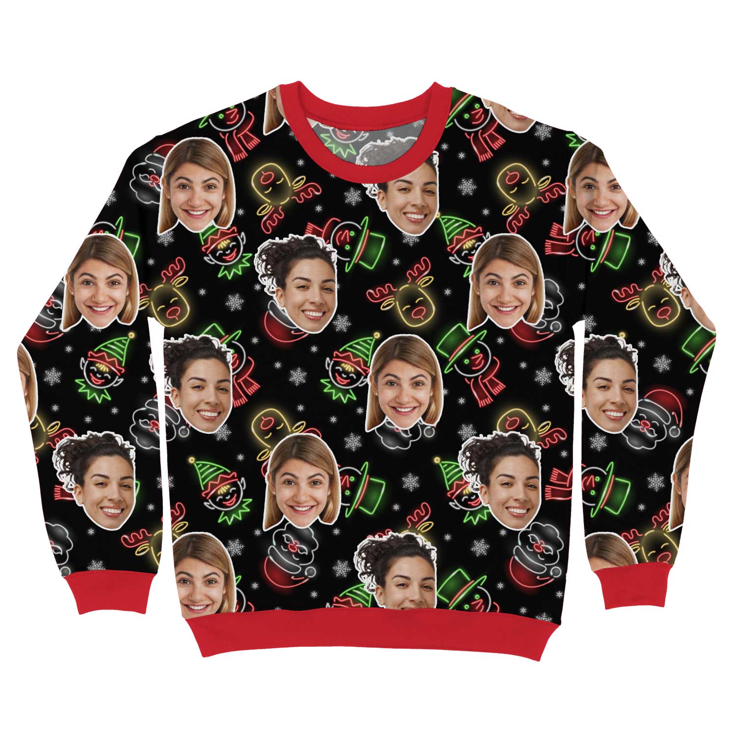 Neon Lights Personalised Ugly Christmas Jumper 