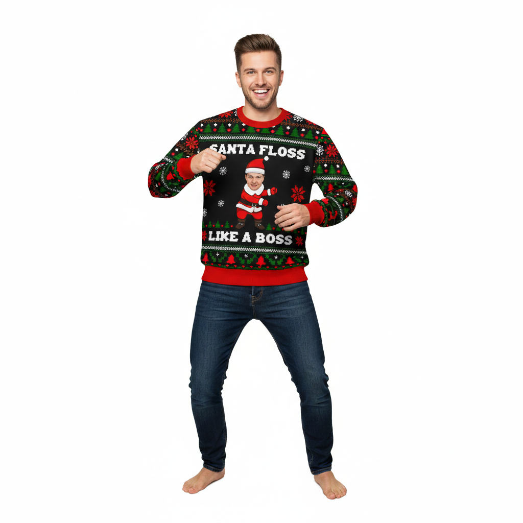 Santa Floss Like A Boss Personalised Christmas Jumper