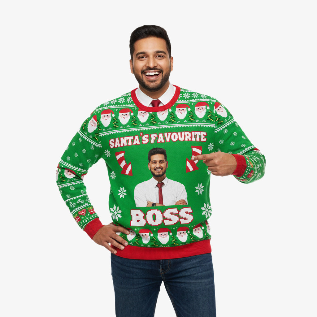 Santa's Favourite Boss Personalised Christmas Jumper