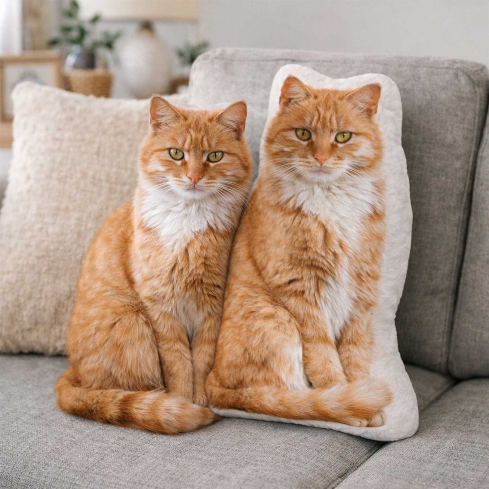 Cat Photo Shaped Pillow