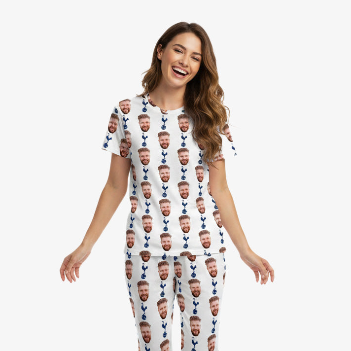 Spurs White Personalised Women's Pyjamas - Trouser Set