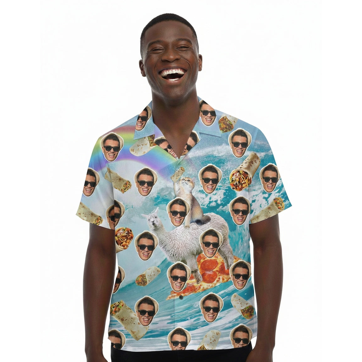 Surfing Llama Custom Face Shirt