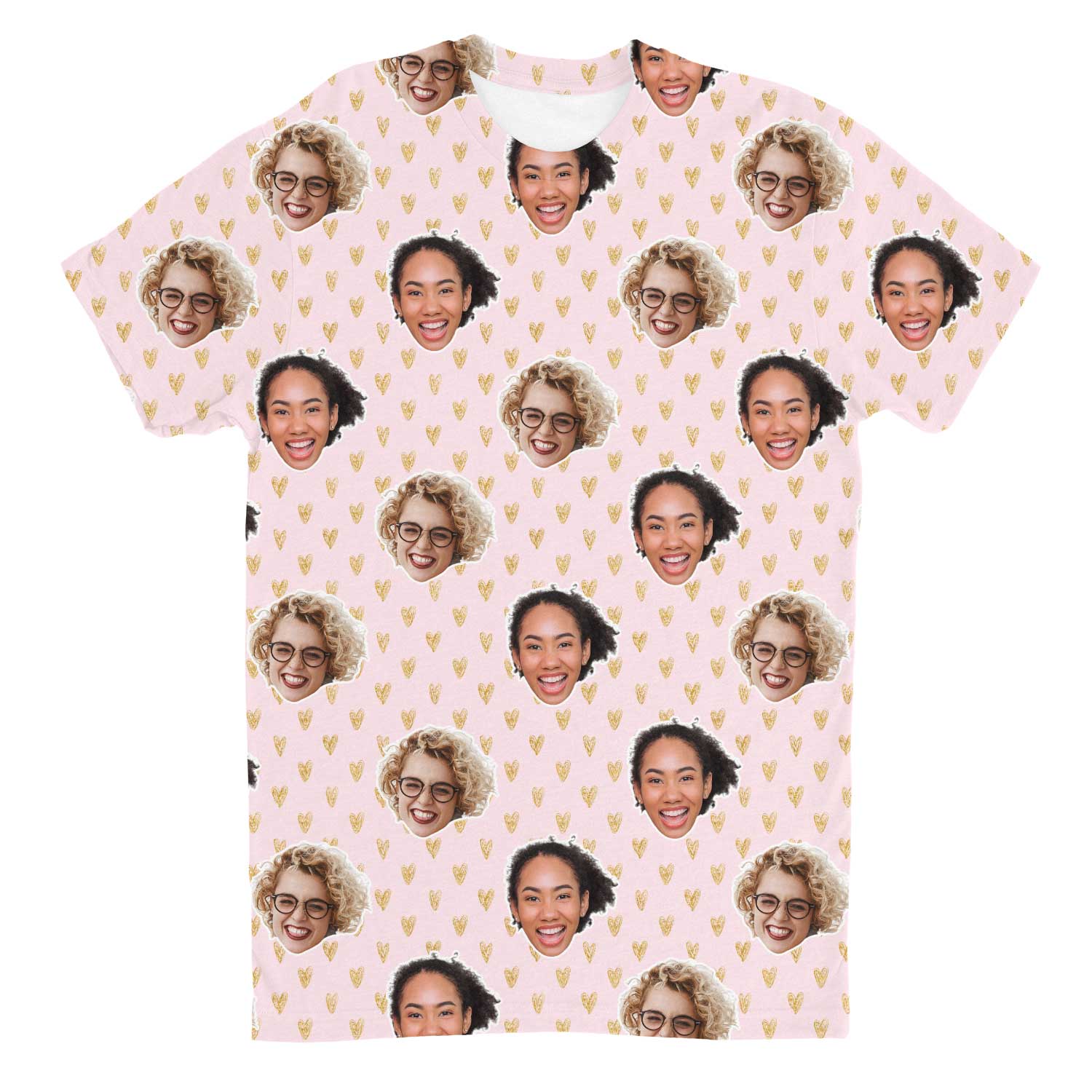Gold Hearts Custom Face T-Shirt