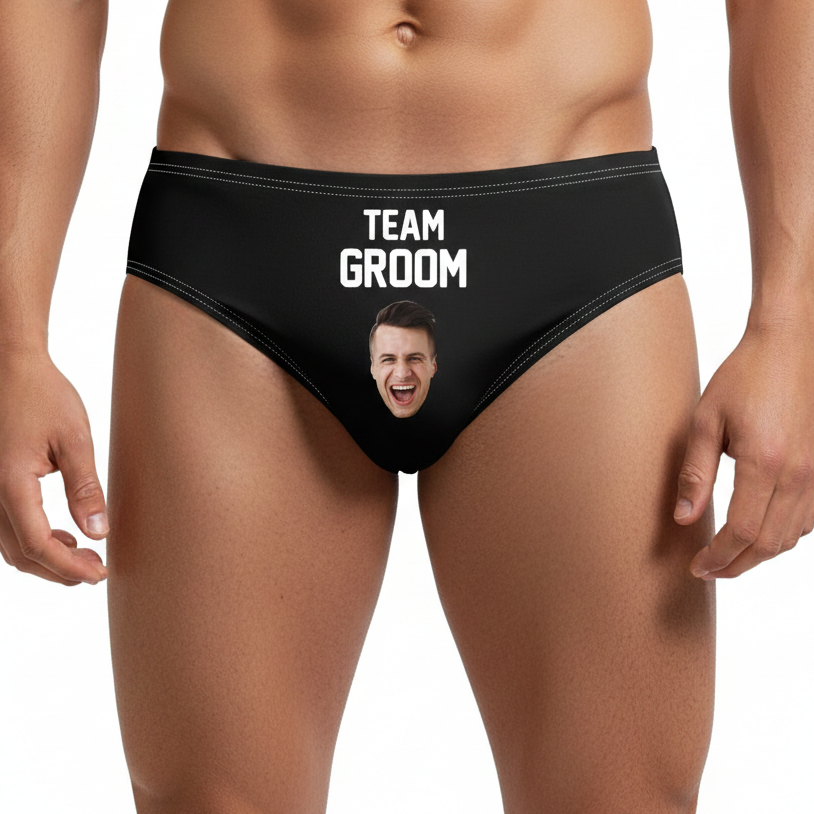 Team Groom Swim Trunks Personalised With Face