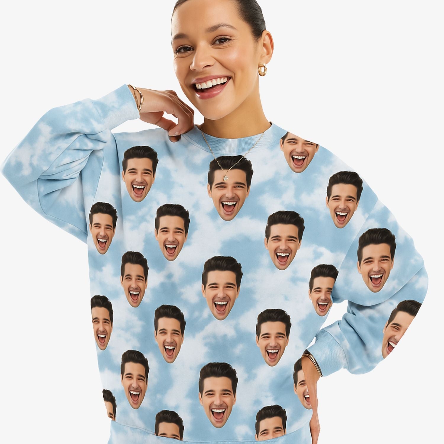 Blue & Grey Tie-Dye Personalised Sweatshirt