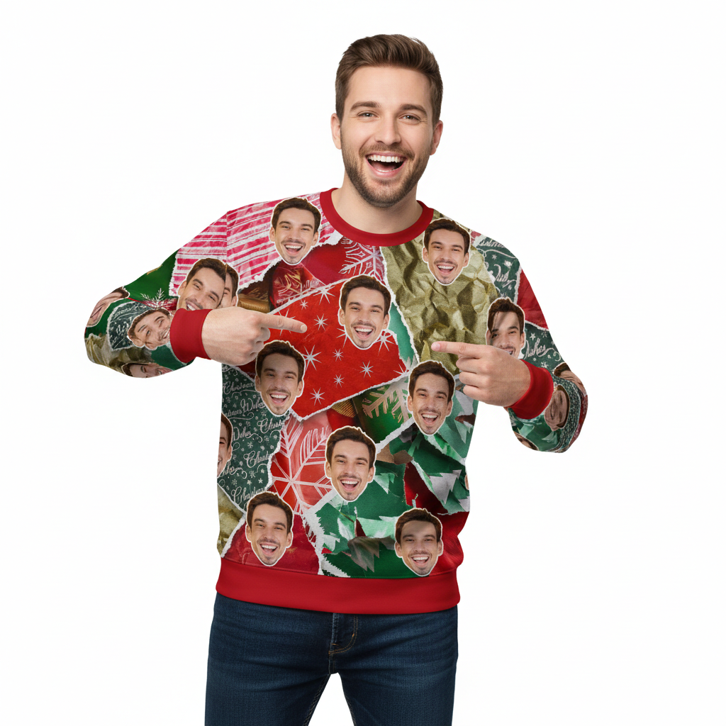 Ugly Scrappy Wrap Personalised Christmas Jumper