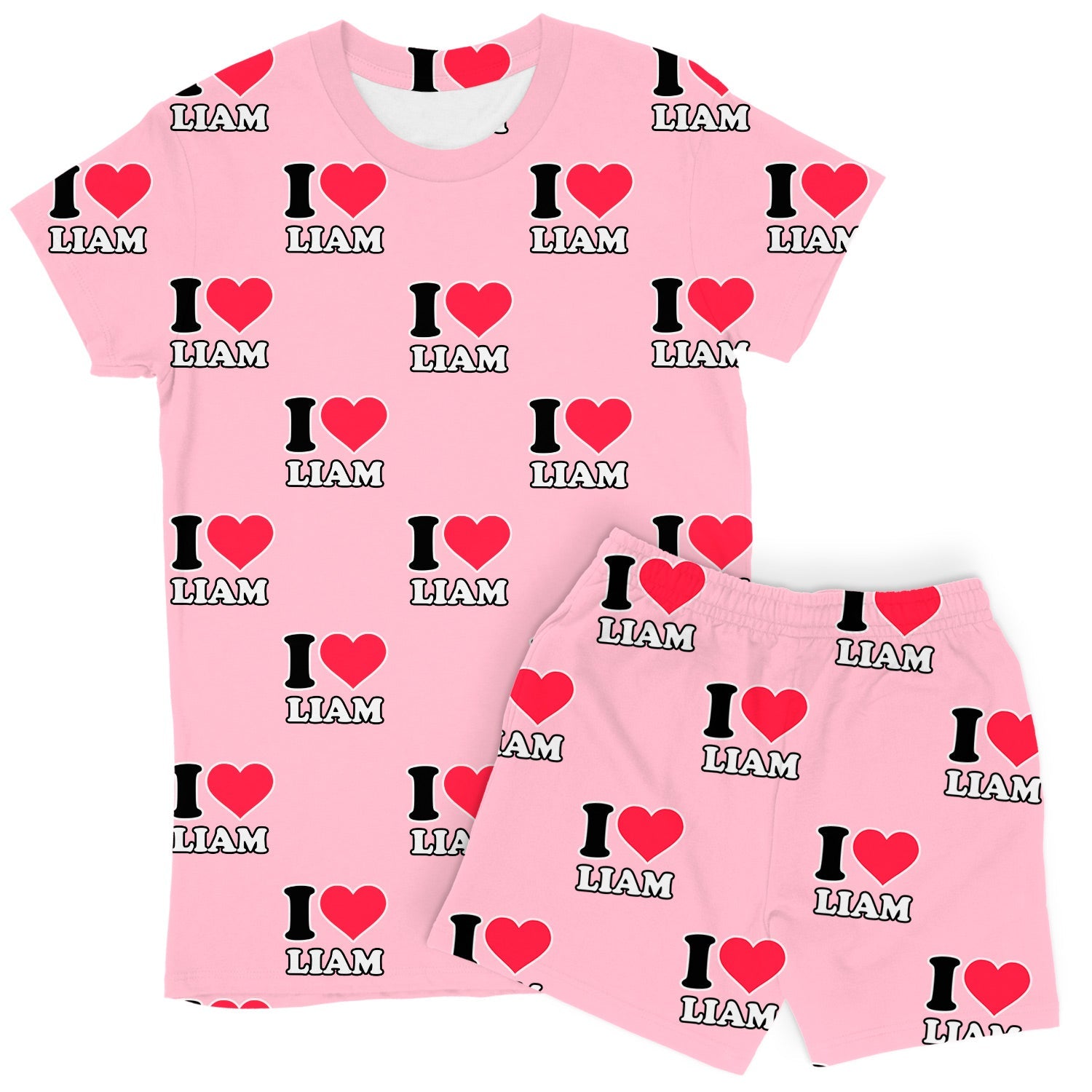 Women's I Heart Name Personalised PJs - Shorts Set