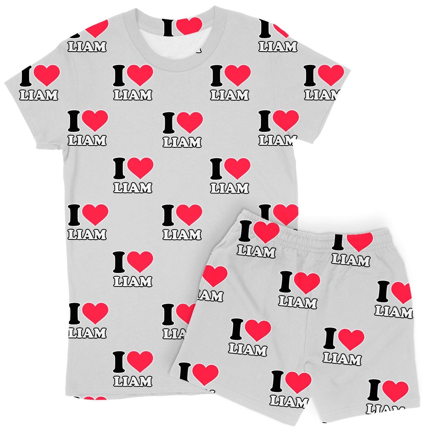 Women's I Heart Name Personalised PJs - Shorts Set