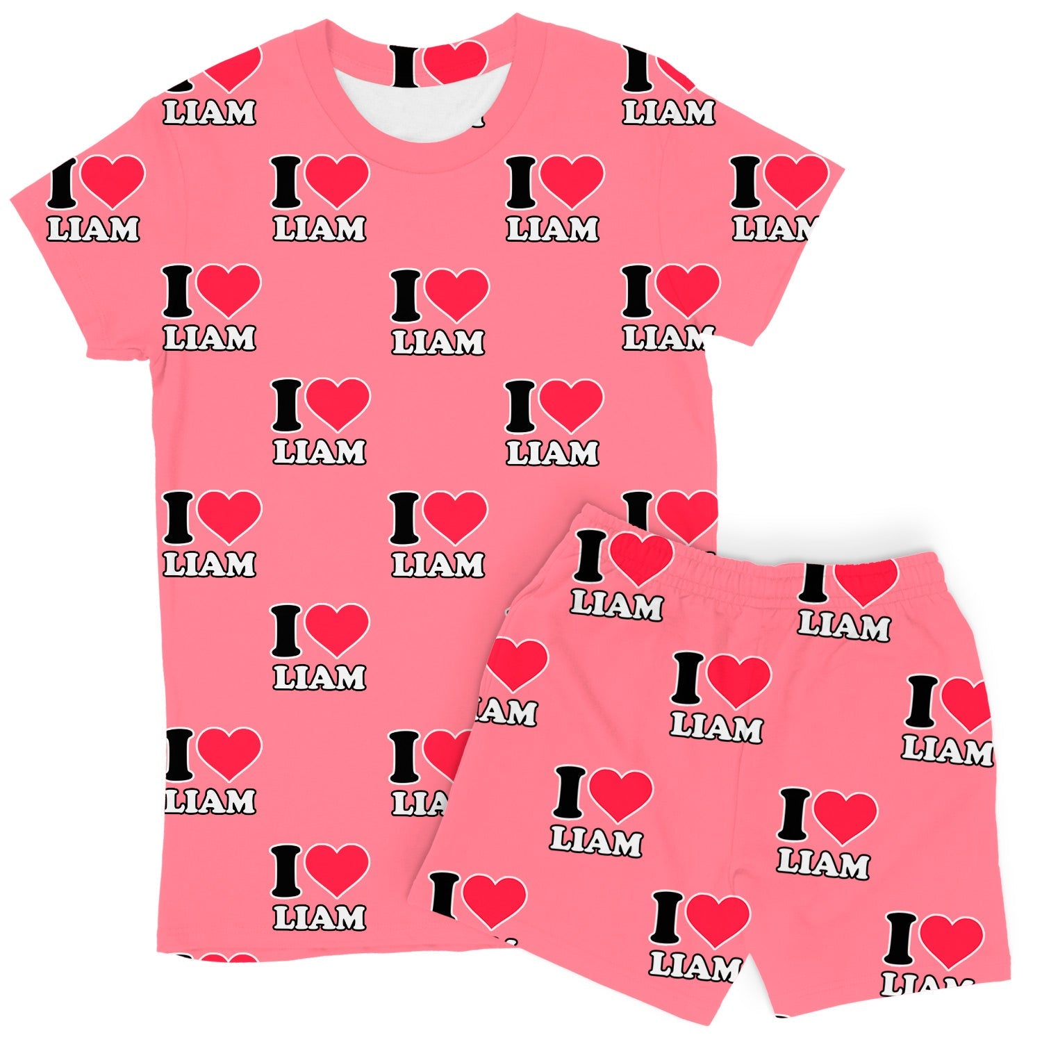 Women's I Heart Name Personalised PJs - Shorts Set