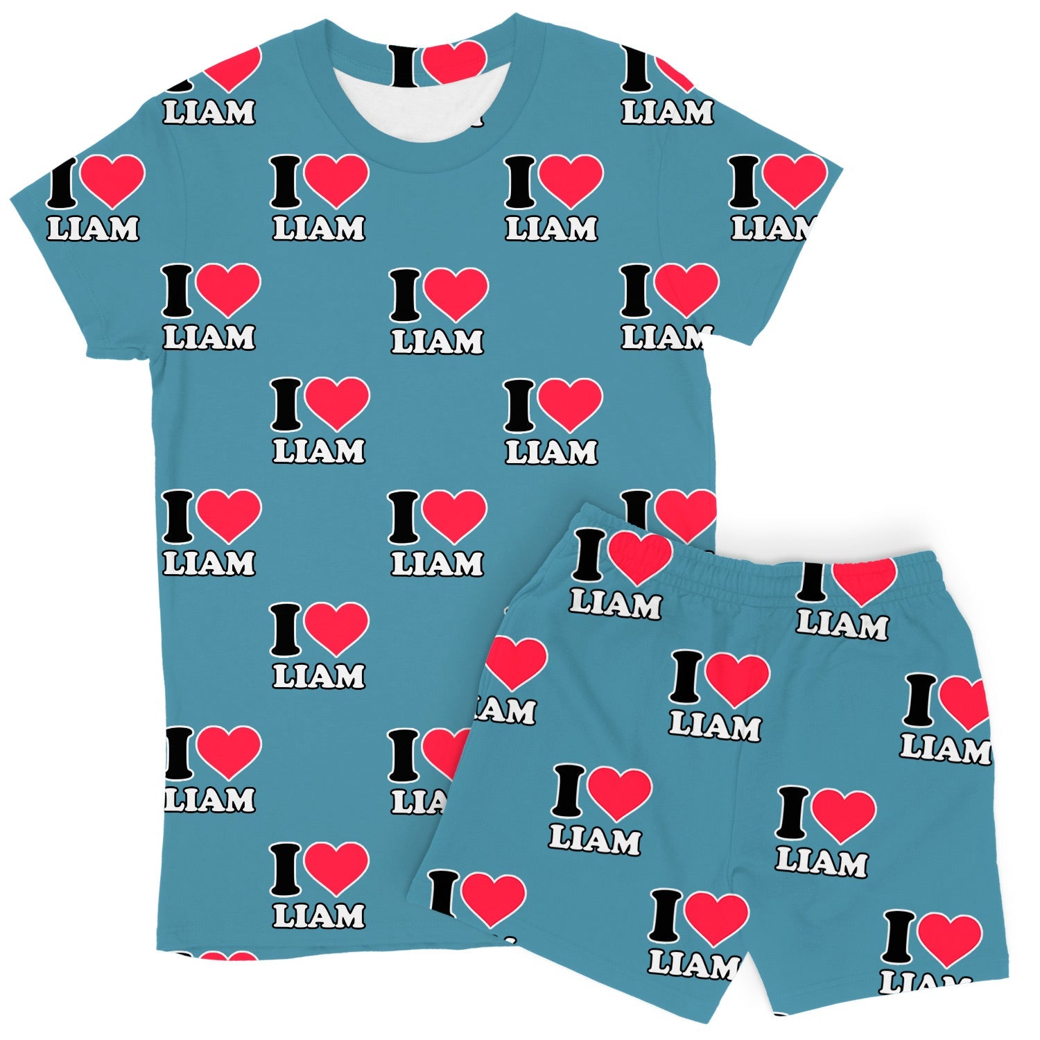 Women's I Heart Name Personalised PJs - Shorts Set