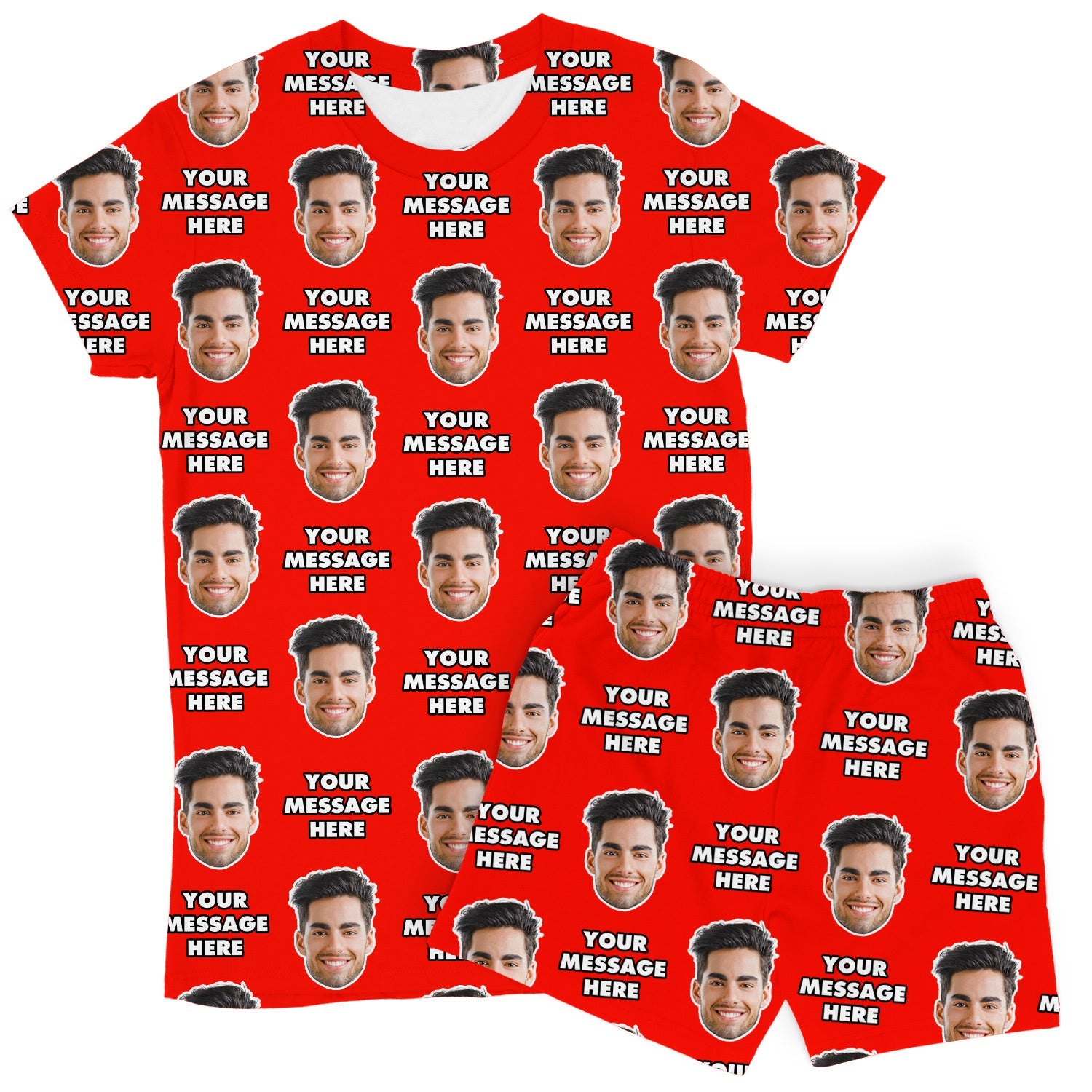 Women’s Personalised Message & Face PJs - Shorts Set