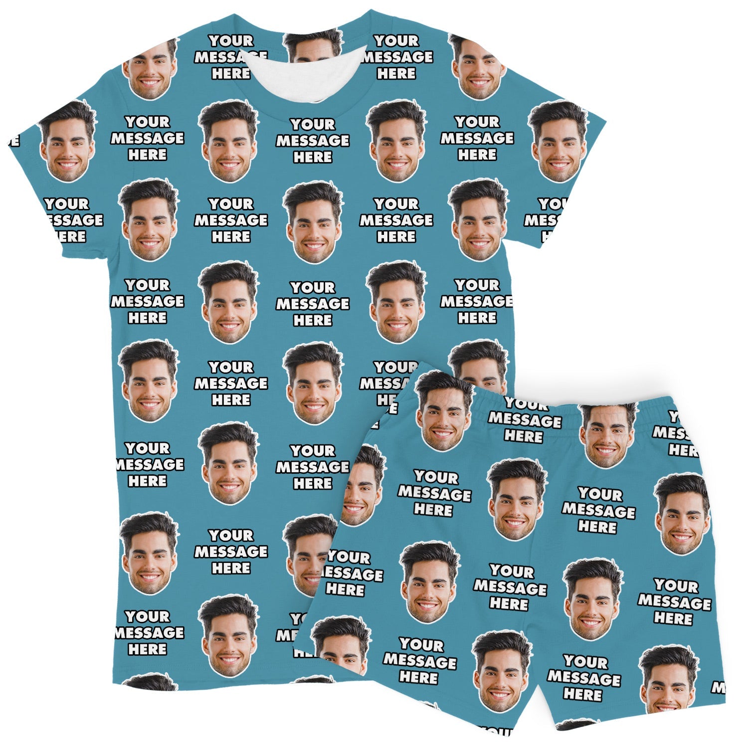 Women’s Personalised Message & Face PJs - Shorts Set