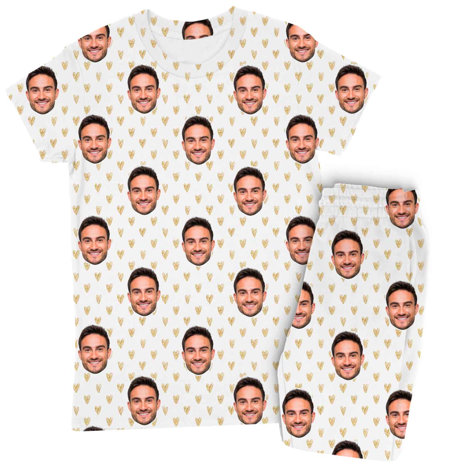 Women's Gold Hearts Personalised Pyjamas - Trouser Set