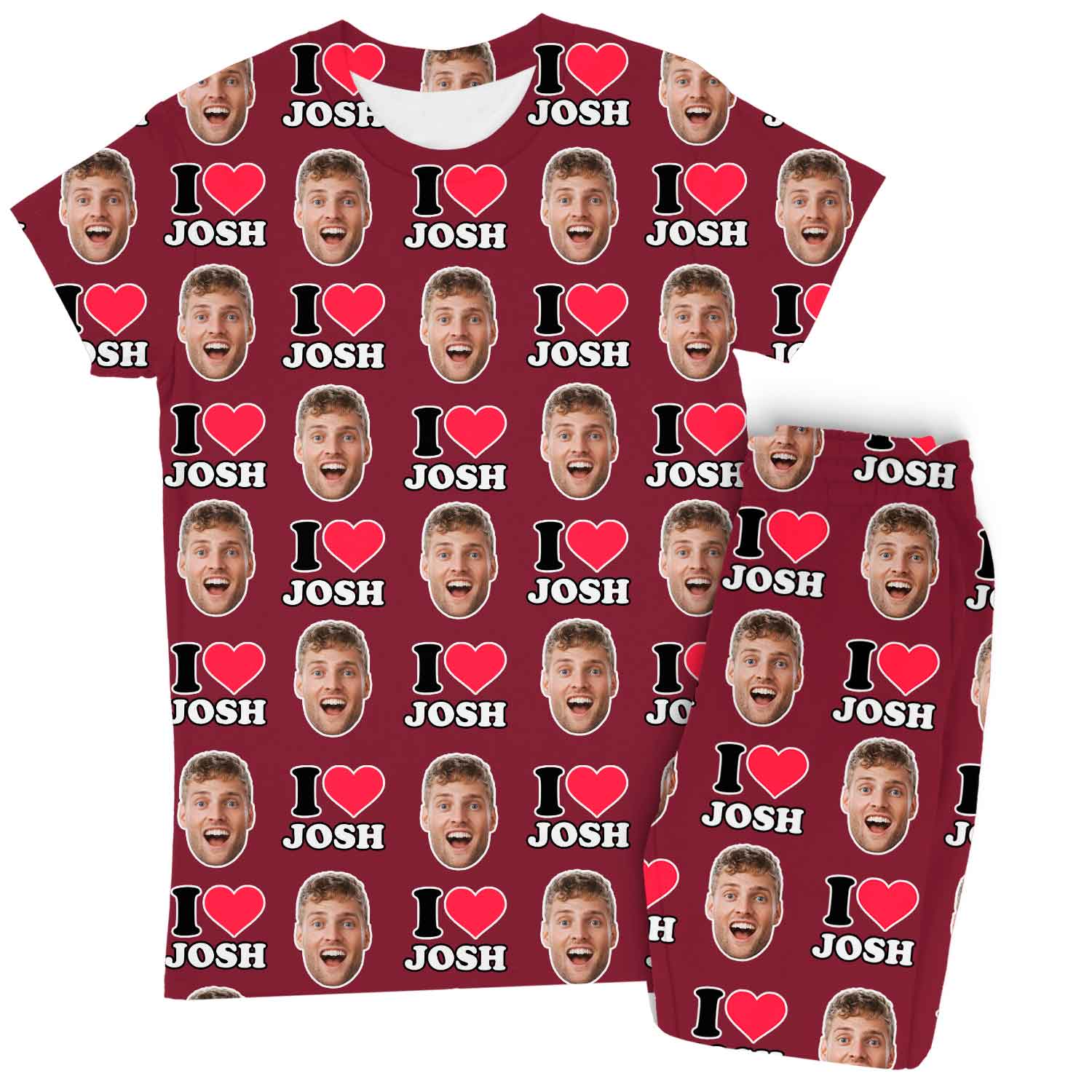 Women's I Heart Name & Face Personalised Pyjamas - Trouser Set