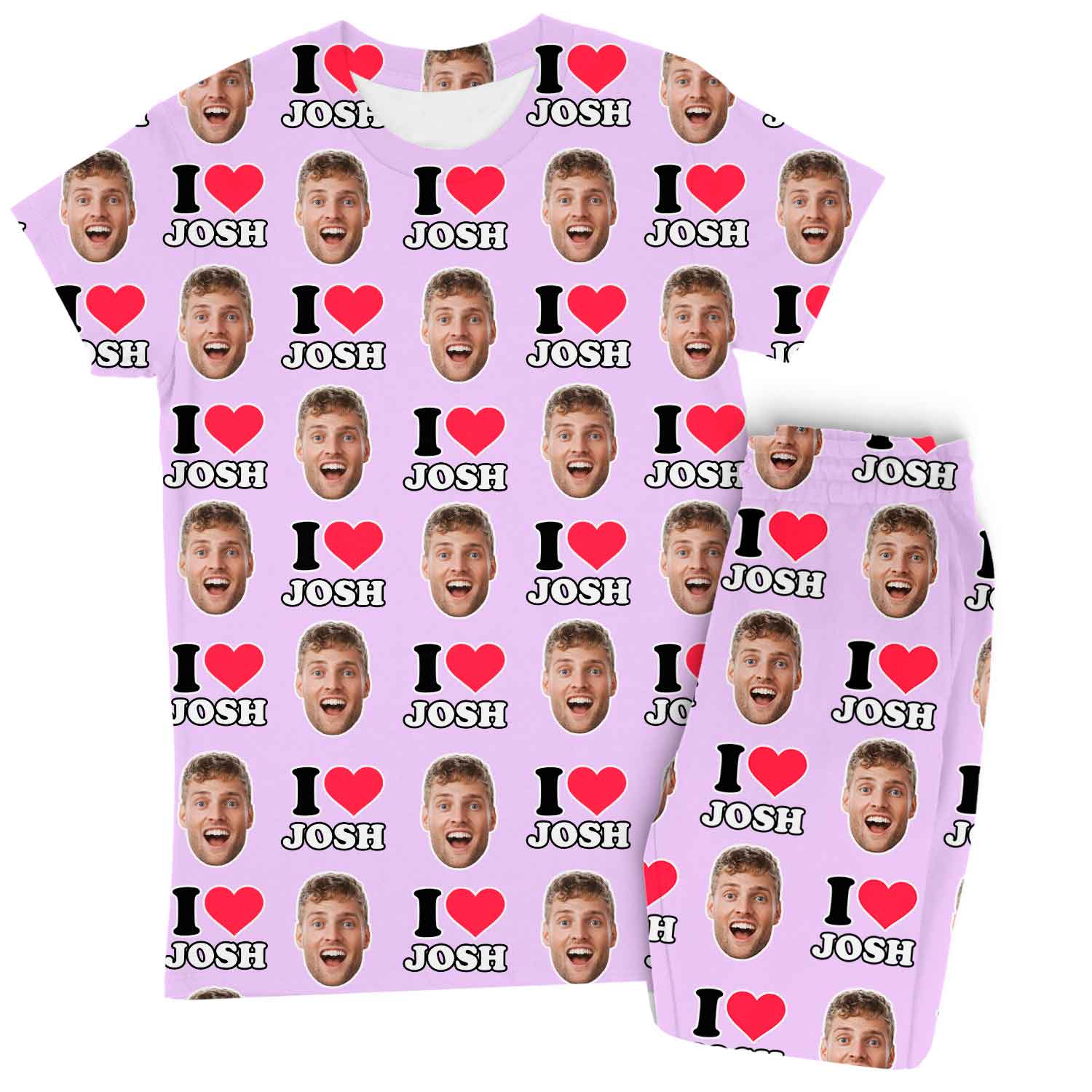 Women's I Heart Name & Face Personalised Pyjamas - Trouser Set