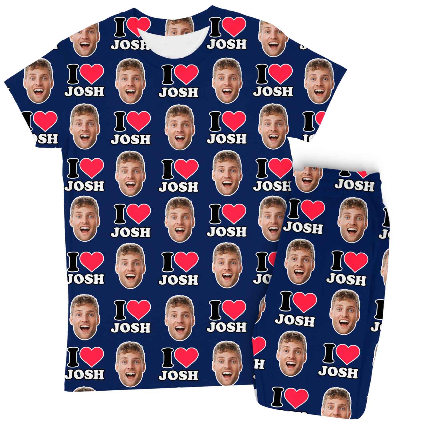 Women's I Heart Name & Face Personalised Pyjamas - Trouser Set