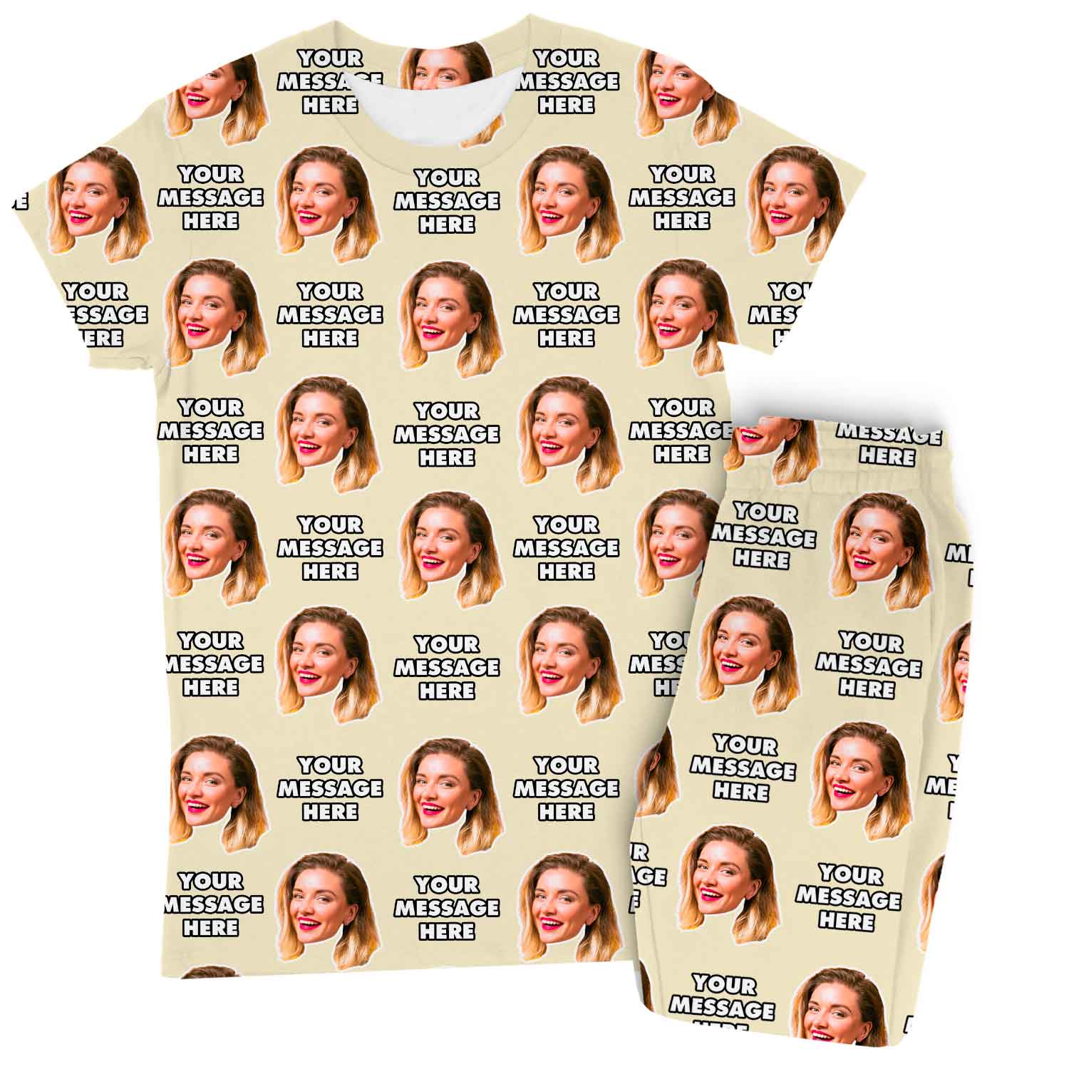 Women's Face & Message Personalised Pyjamas - Trouser Set