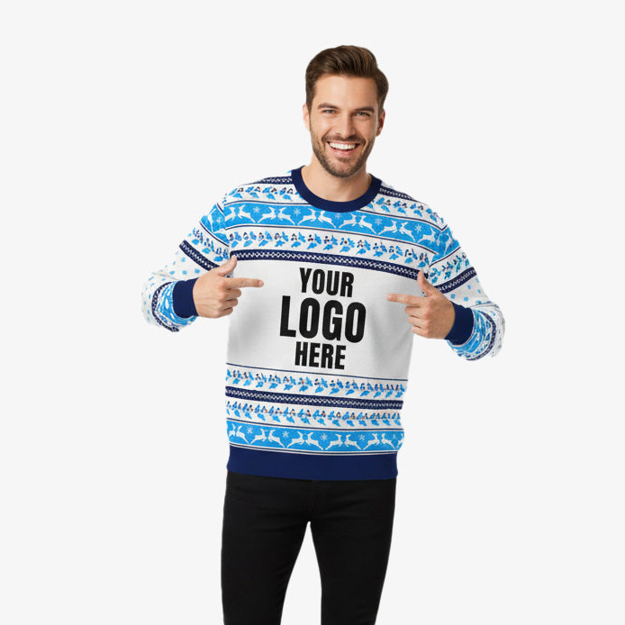 Your Logo Here Blue Personalised Christmas Jumper