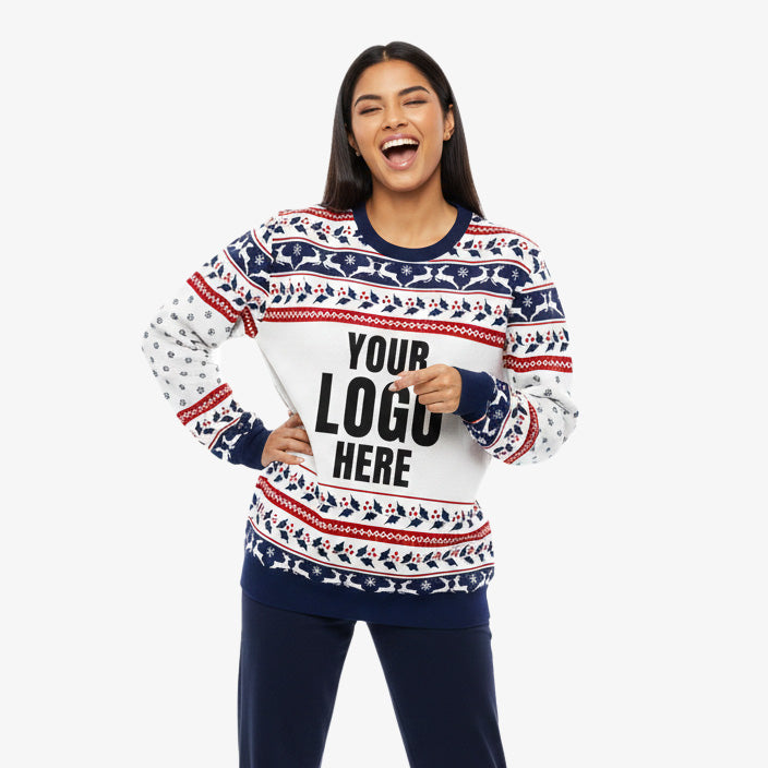 Your Logo Here Navy Personalised Christmas Jumper