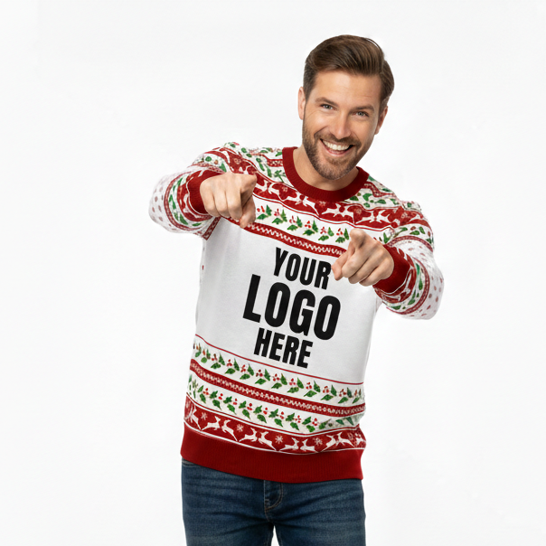 Your Logo Here Red Personalised Christmas Jumper