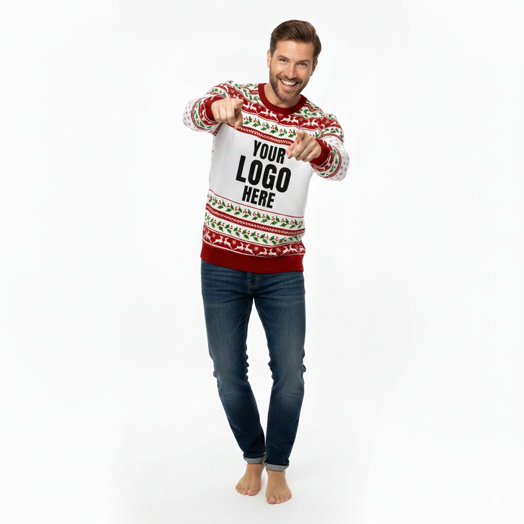 Your Logo Here Red Personalised Christmas Jumper