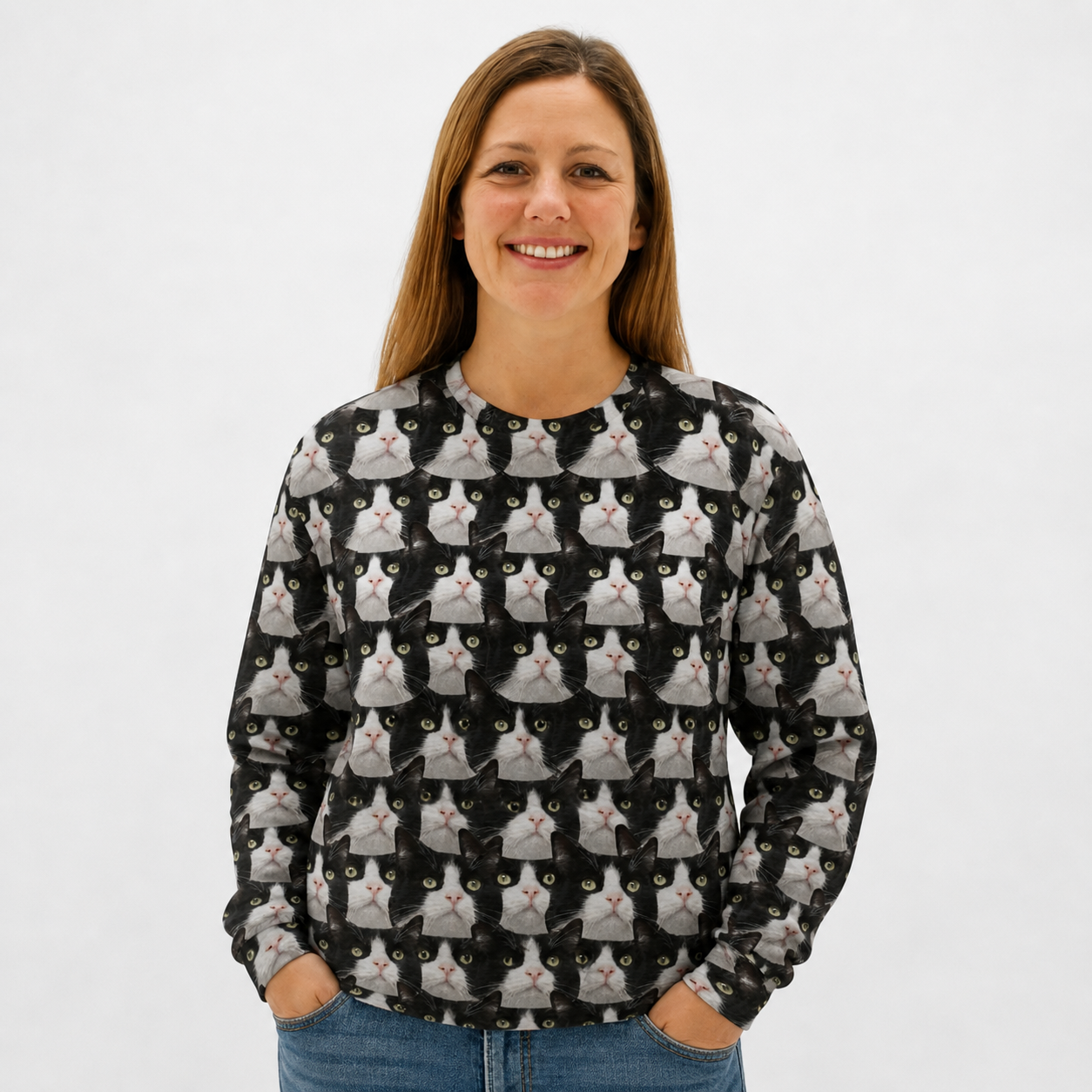 Cat Face Mash Personalised Sweatshirt