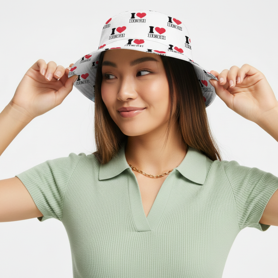 I Heart [Name] Repeated Custom Bucket Hat