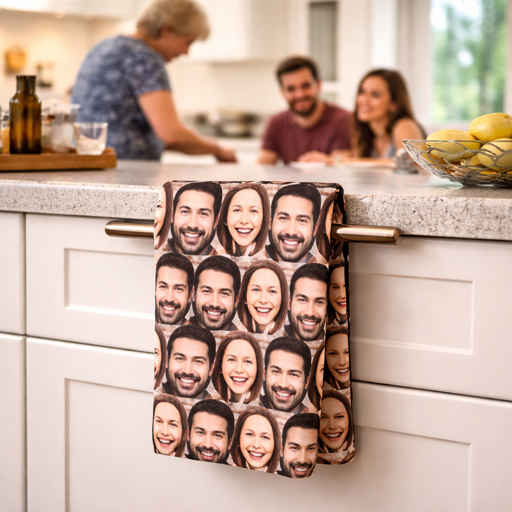 Face Mash Personalised Tea Towel