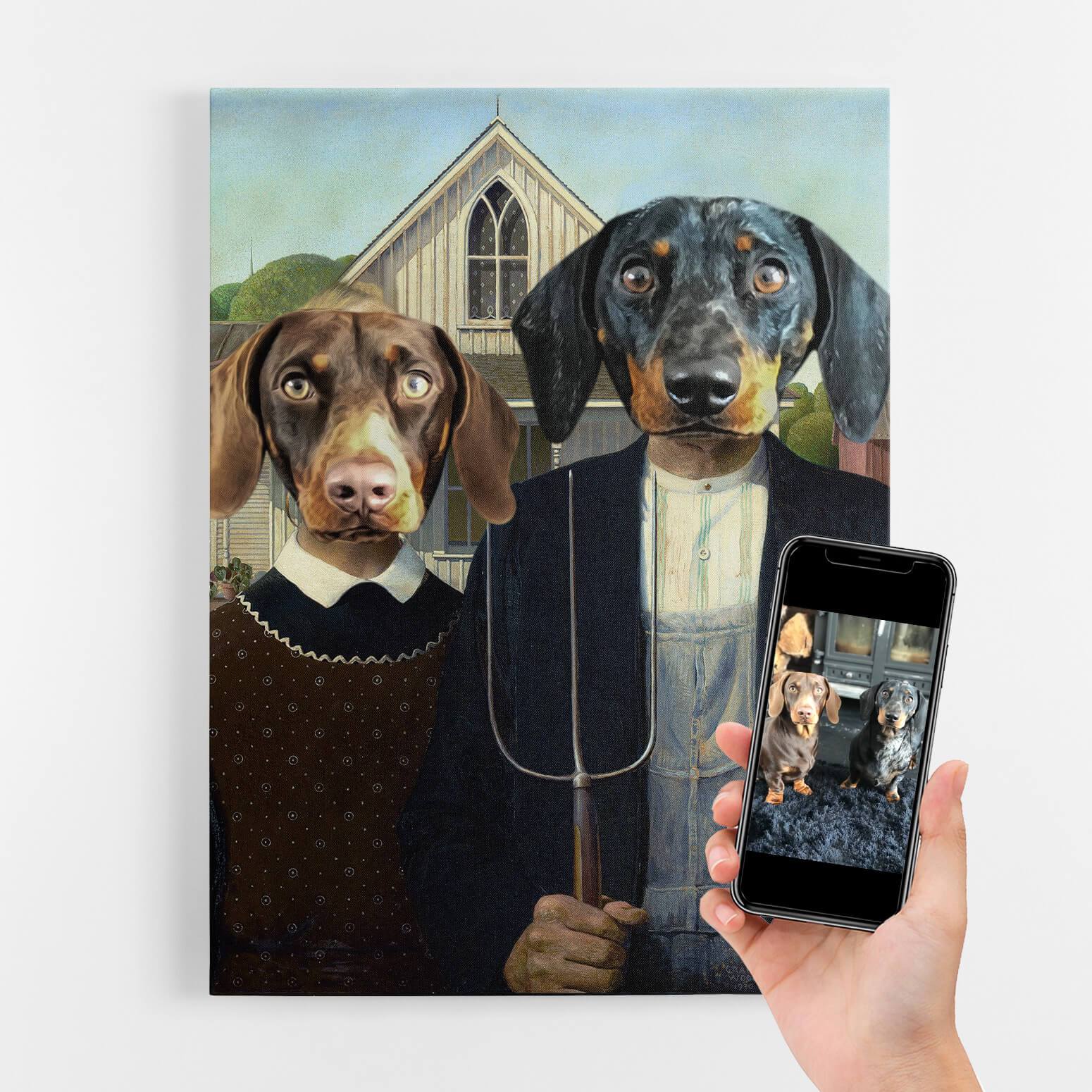 Dog Gothic Couple Portrait Canvas