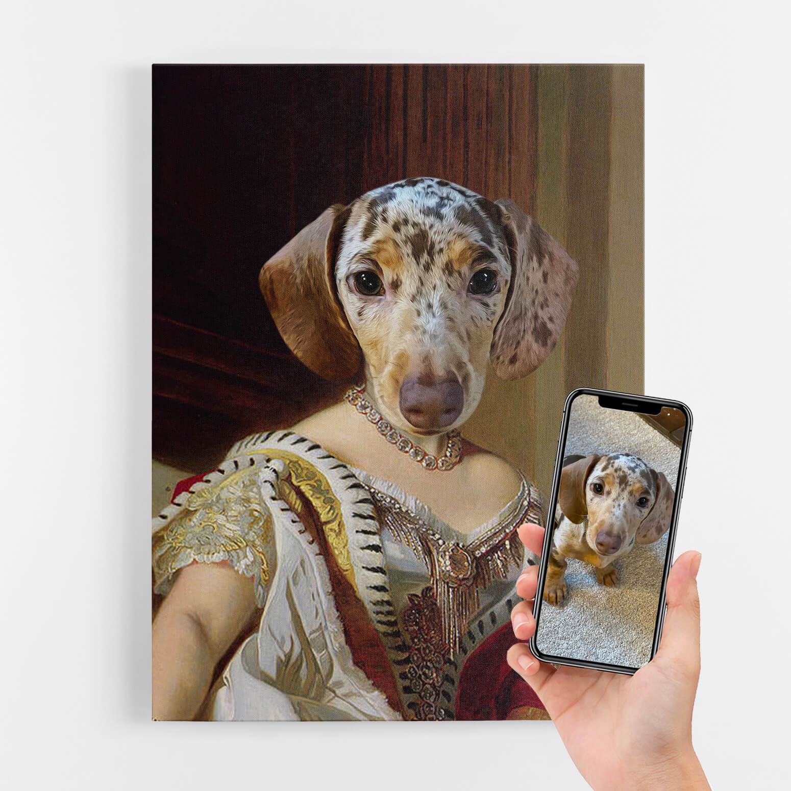 Dog Royal Queen Portrait Canvas