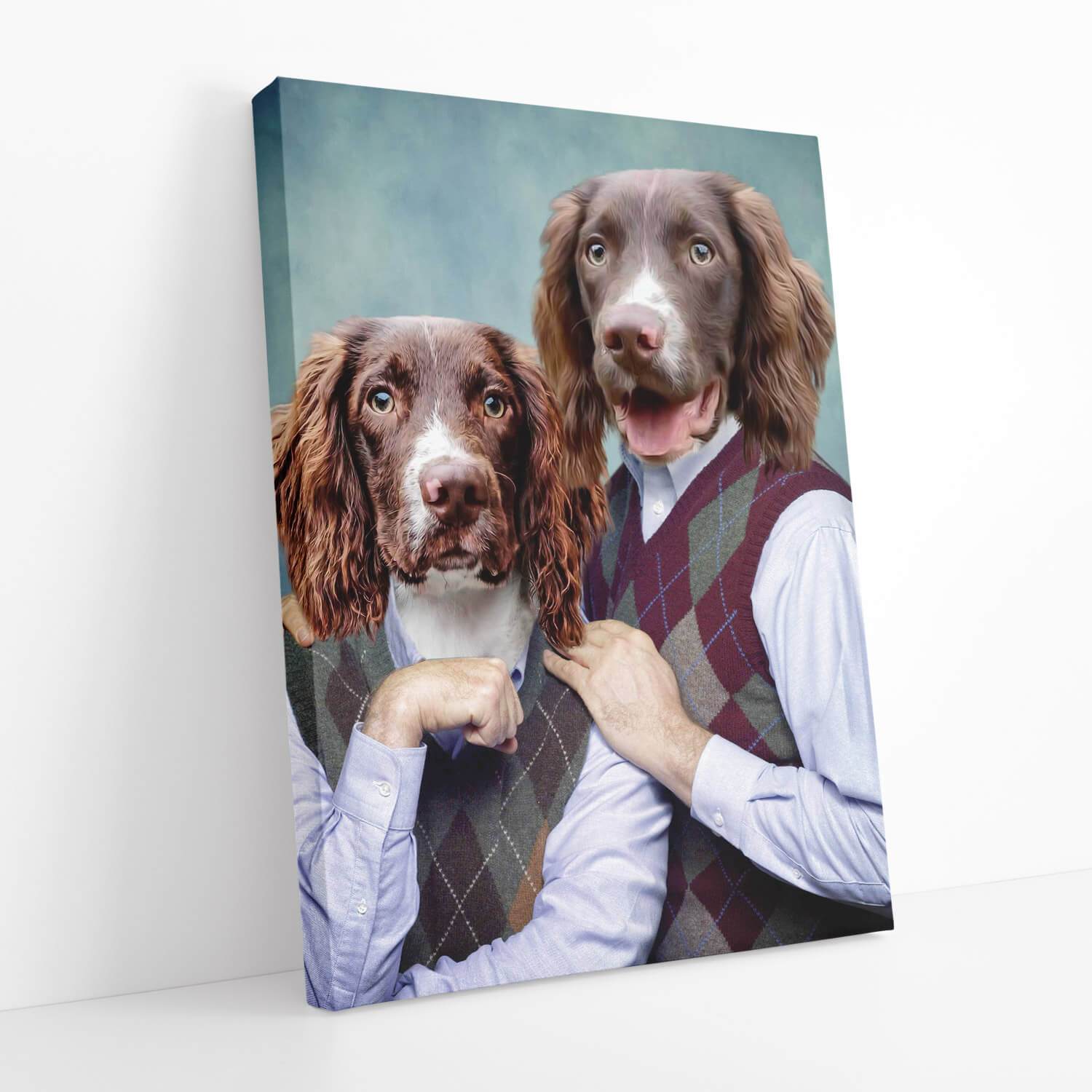 Dog Retro Couple Portrait Canvas