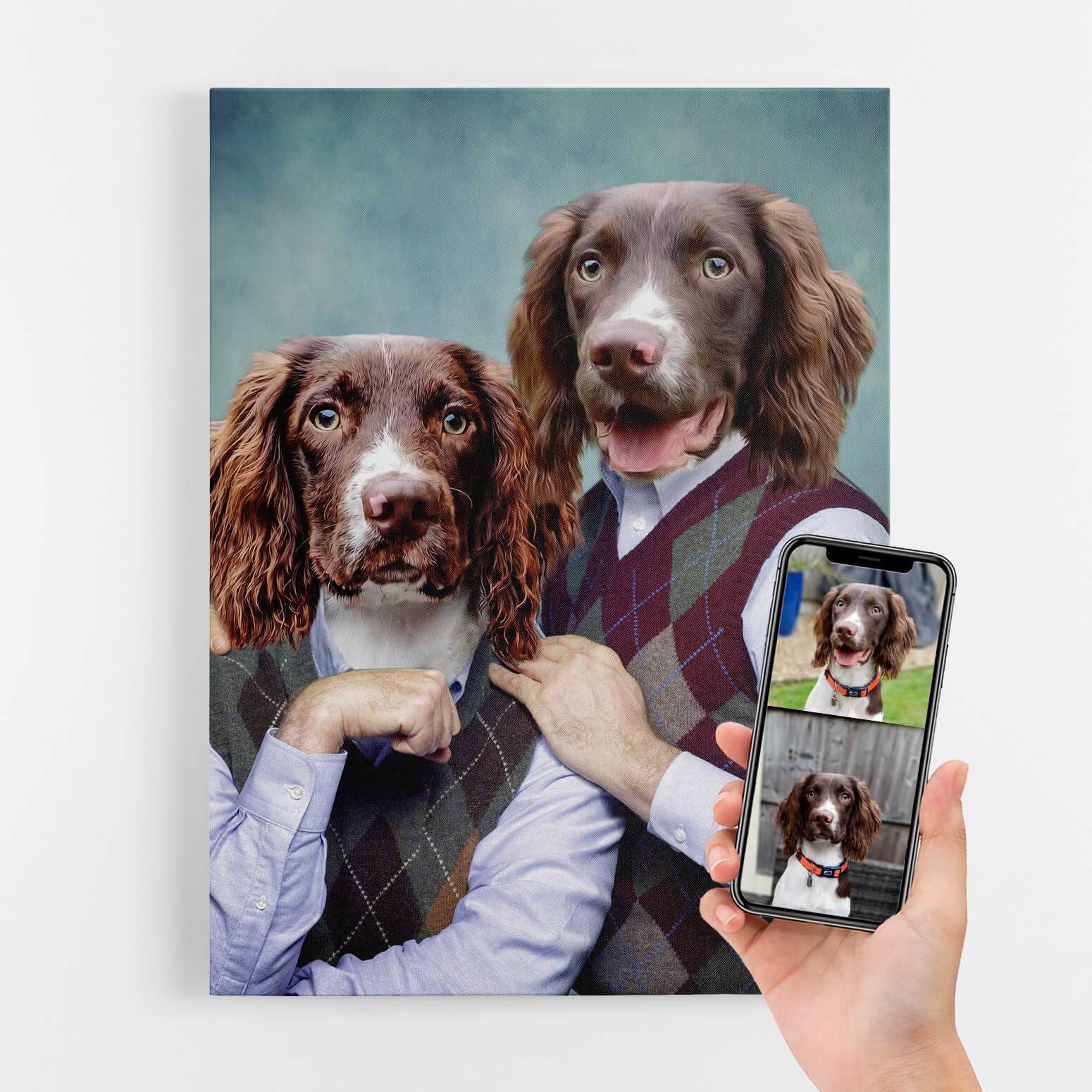 Dog Retro Couple Portrait Canvas