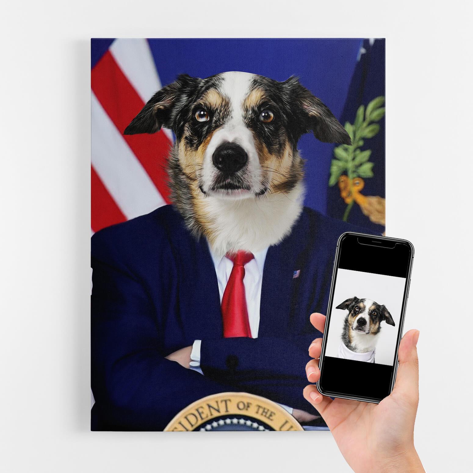 Dog President Portrait Canvas