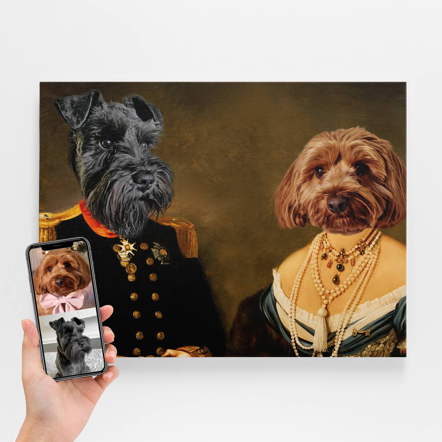 Dog Royal Couple Portrait Canvas