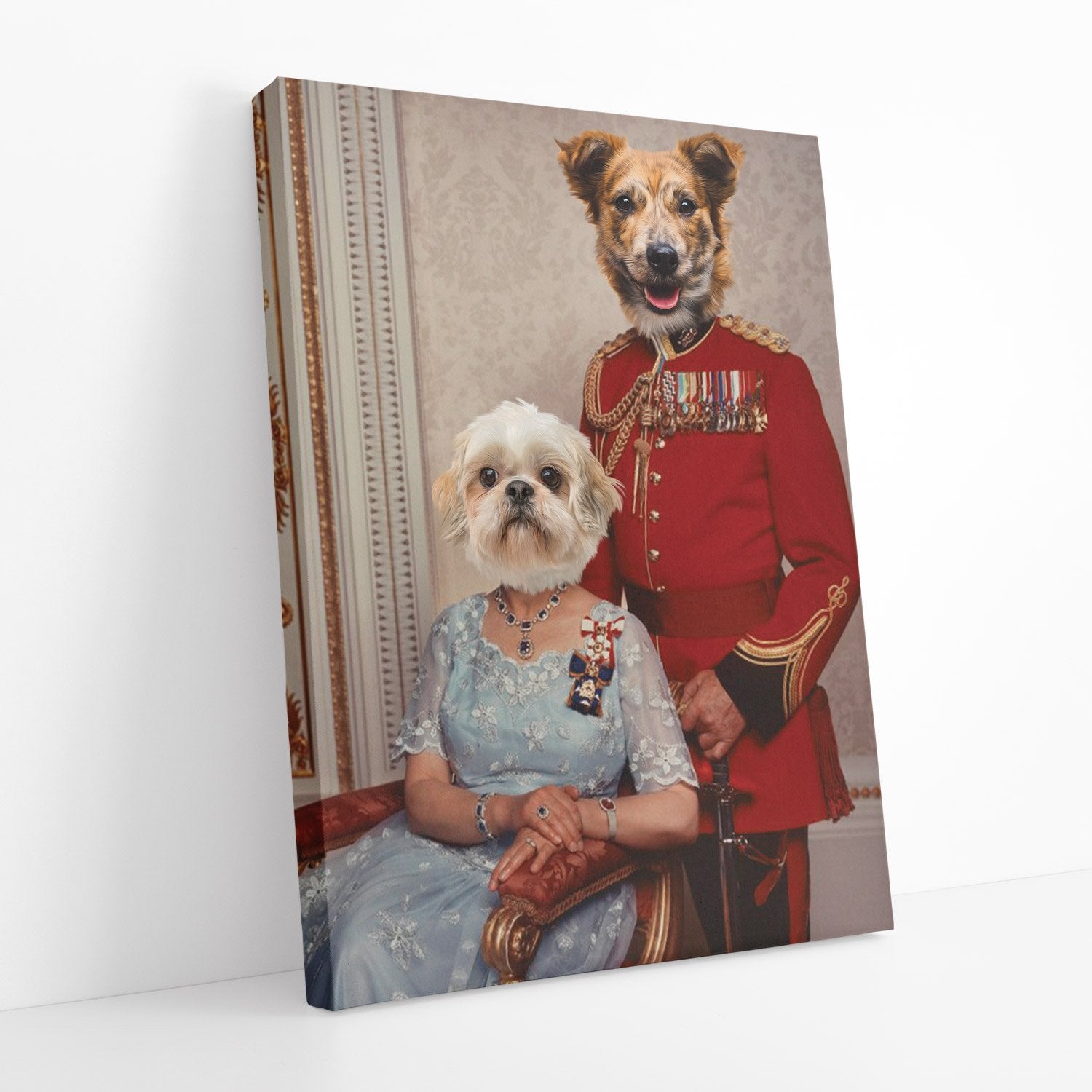 Royal Dog King & Queen Portrait Canvas