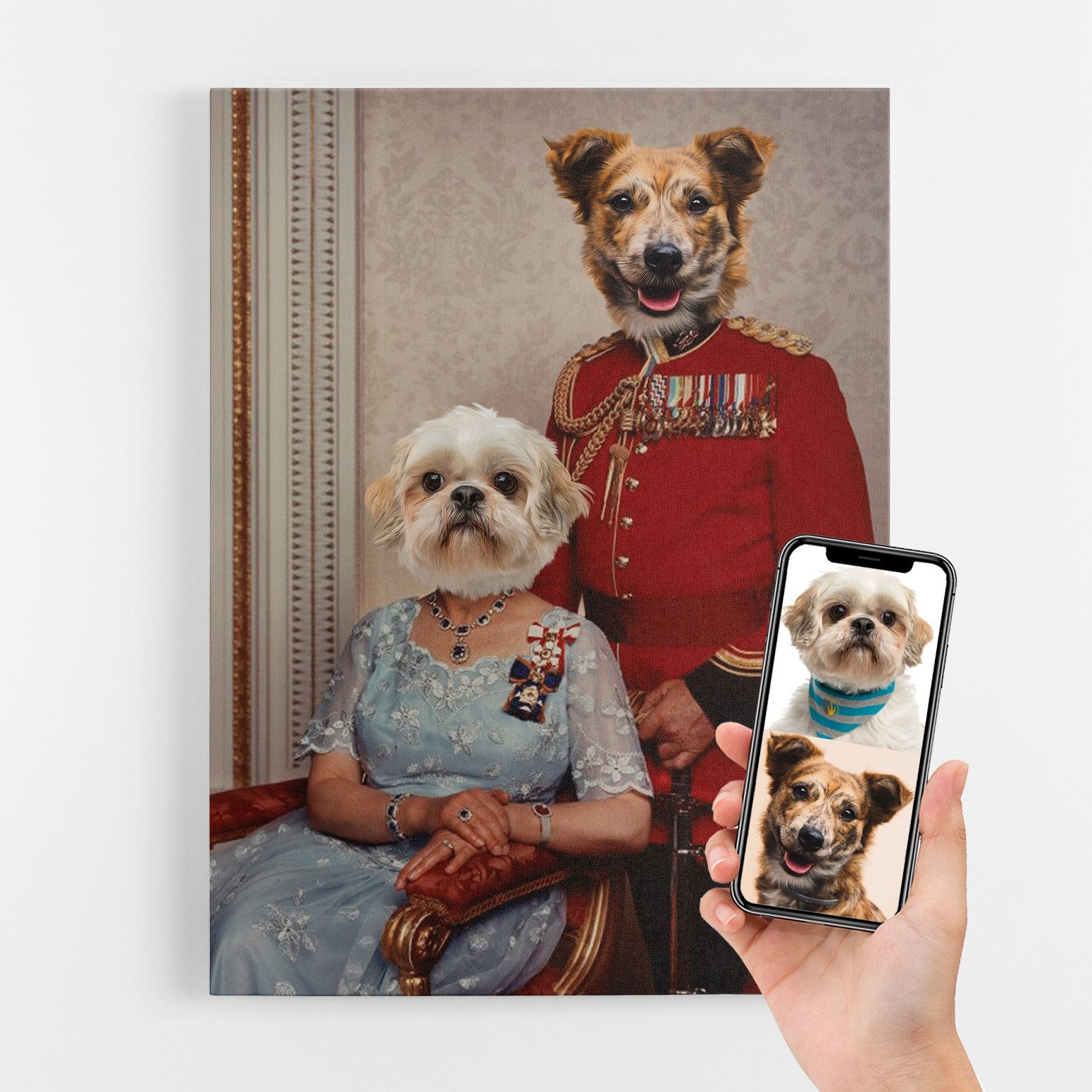 Royal Dog King & Queen Portrait Canvas