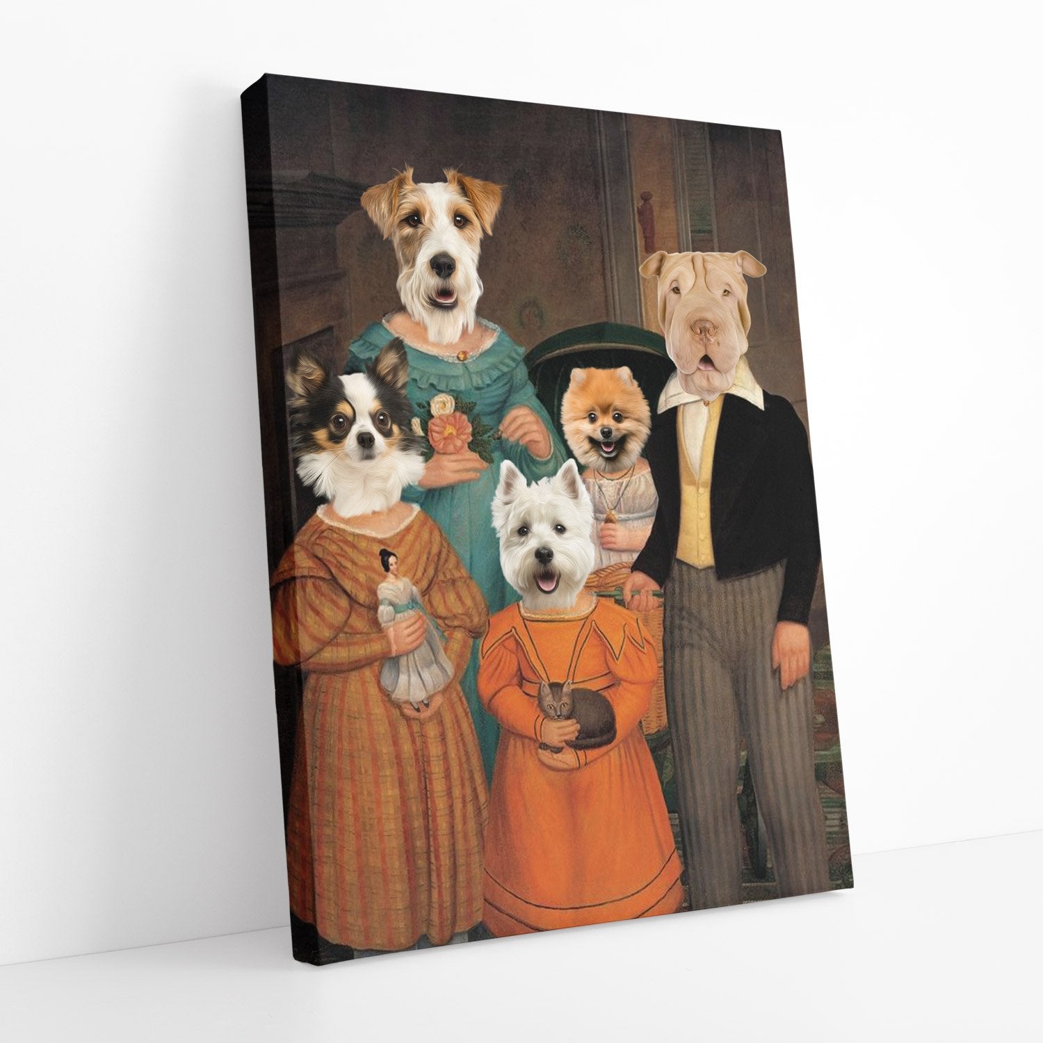 Victorian Dog Family Portrait Canvas