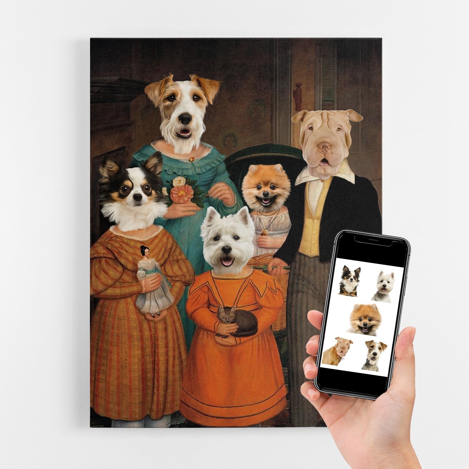 Victorian Dog Family Portrait Canvas