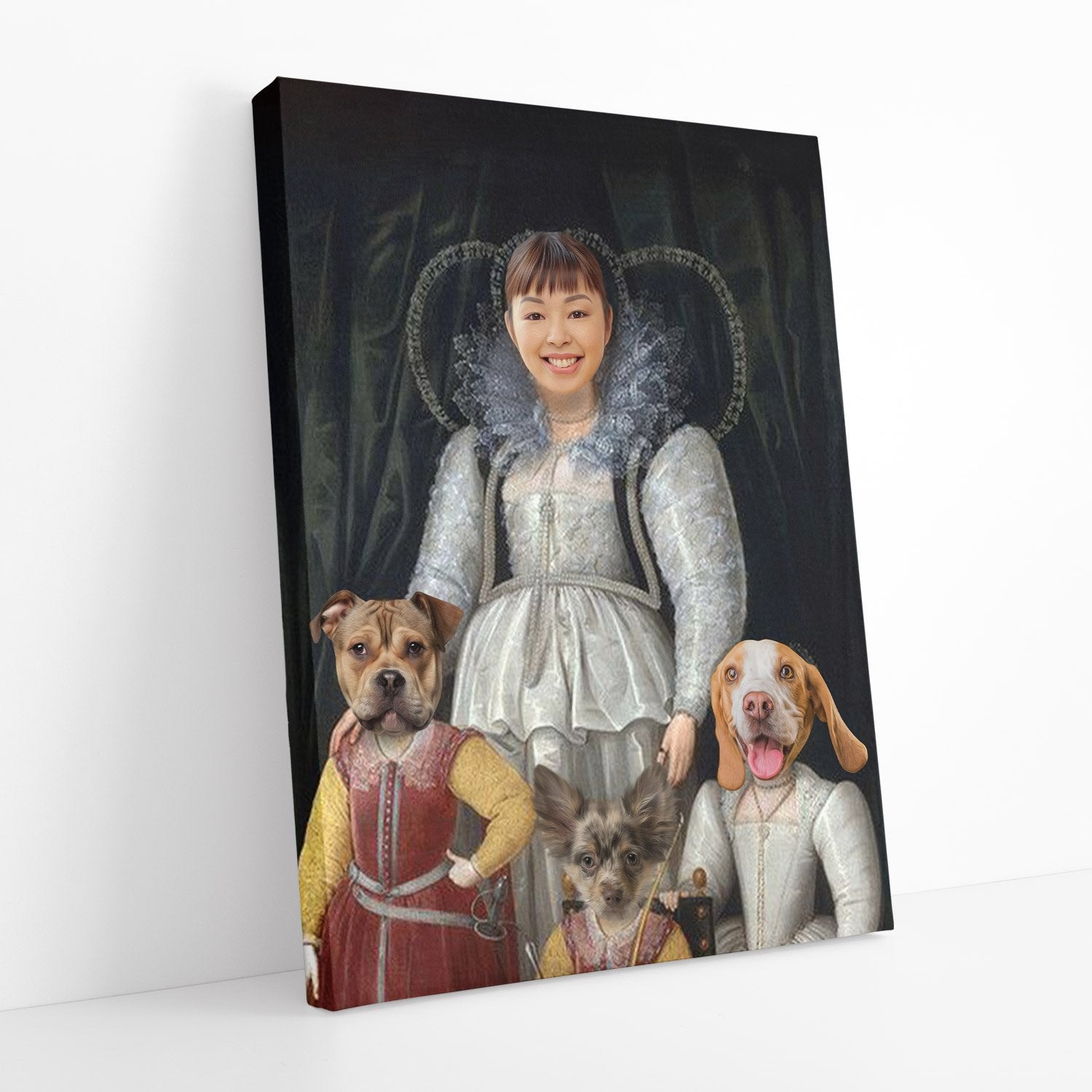 Dog Victorian Mum & Children Portrait Canvas